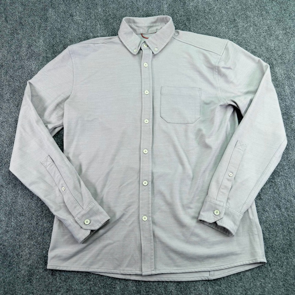 Western Rise Shirt Mens Small Gray Limitless‎ Merino Wool Blend Button Down